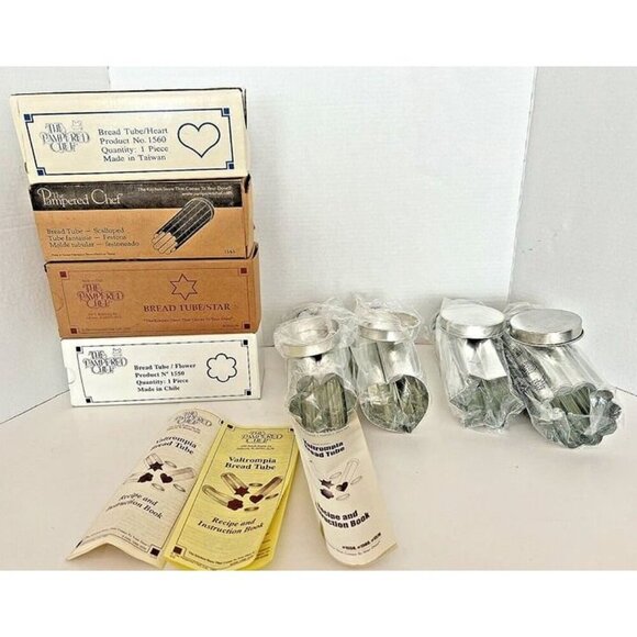 Lot (4) PAMPERED‎ CHEF Valtrompia Bread Tubes Heart Star Flower Scalloped Baking